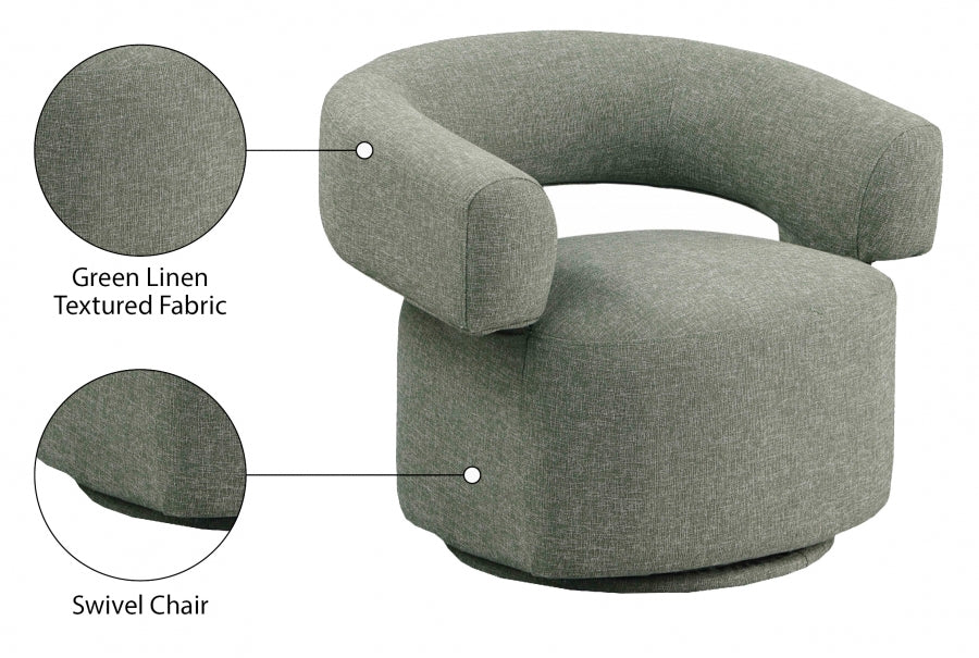 Niya Linen Textured Fabric Upholstered Swivel Accent Chair