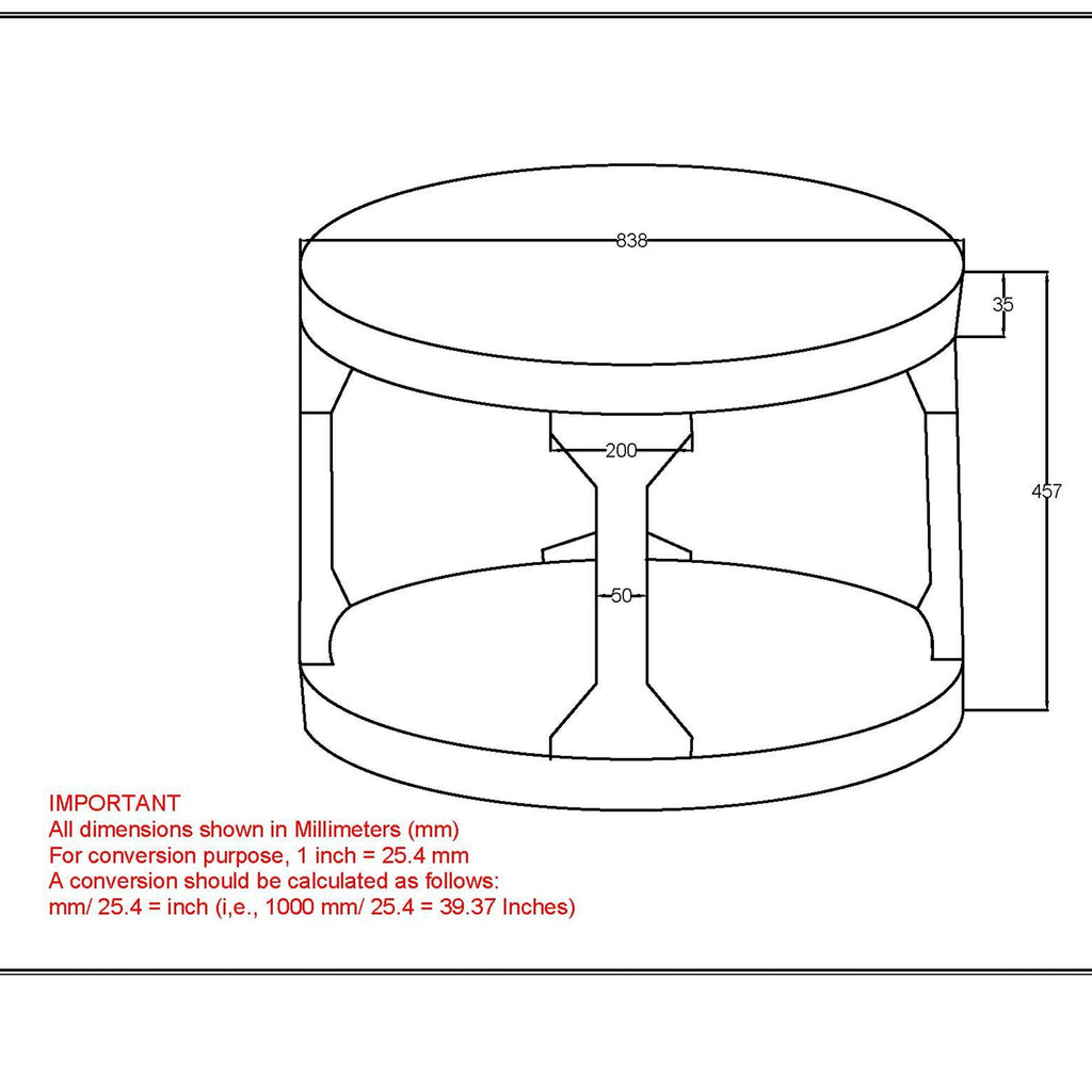 Avni Round Coffee Table in Distressed Natural