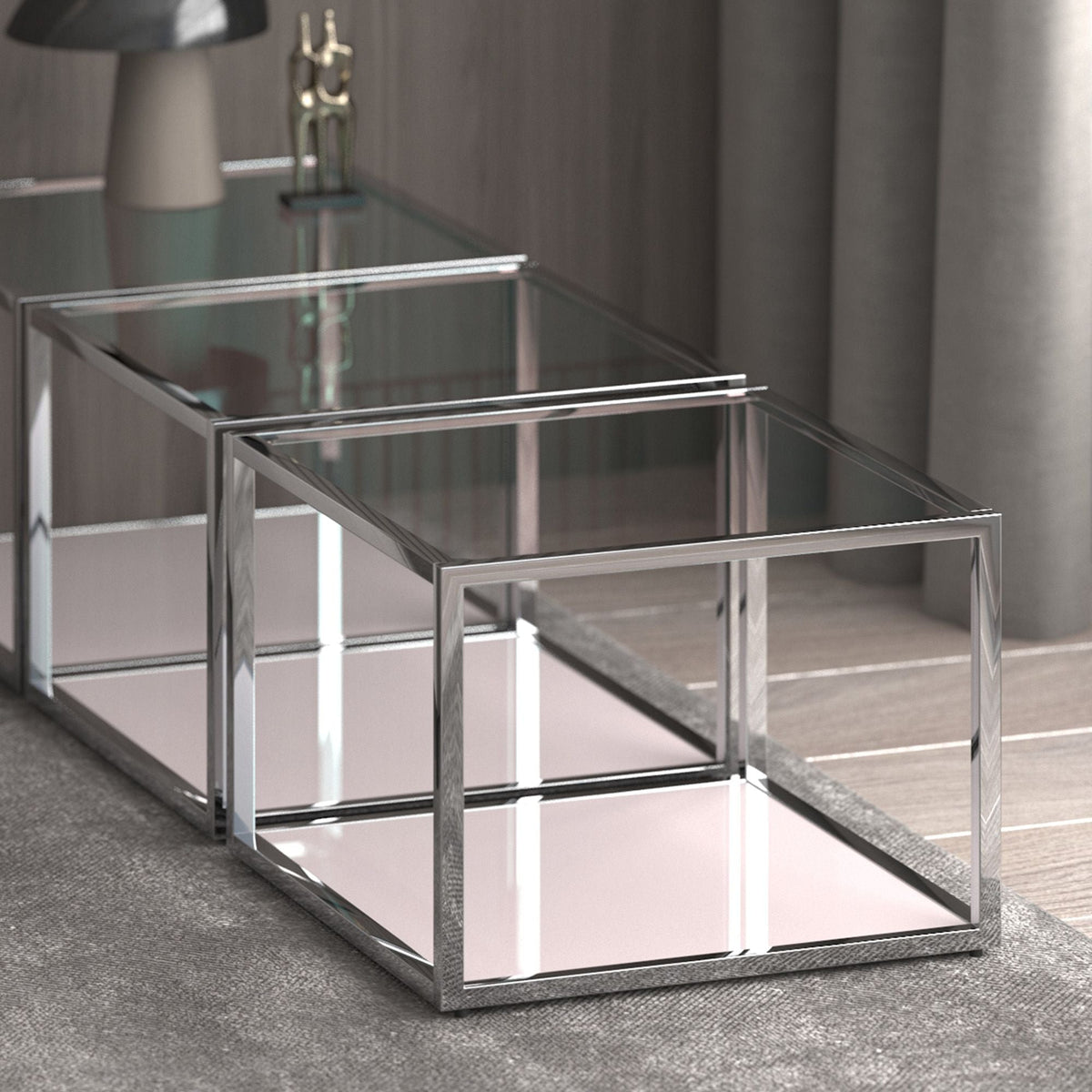 Casini Small Square Coffee Table in Silver