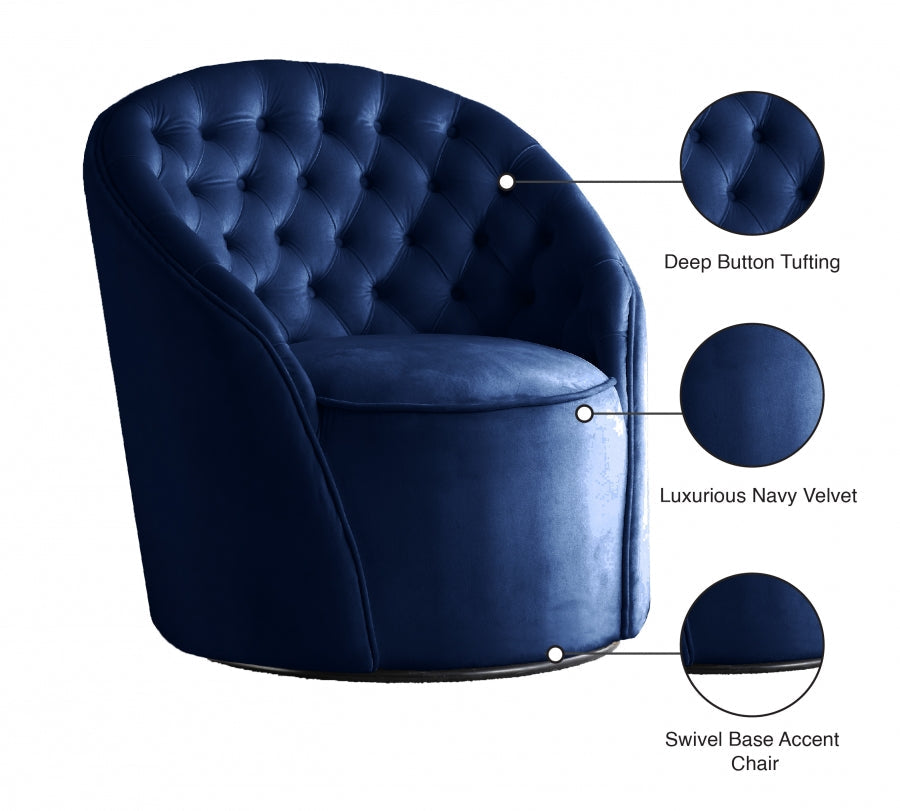 Alessio Velvet Upholstered Swivel Accent Chair