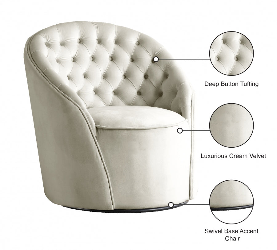 Alessio Velvet Upholstered Swivel Accent Chair