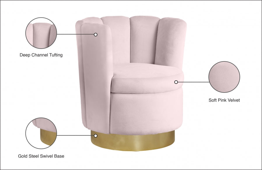 Lily Velvet Upholstered Swivel Accent Chair