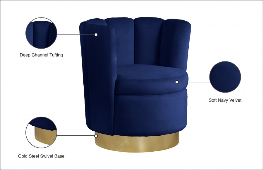 Lily Velvet Upholstered Swivel Accent Chair