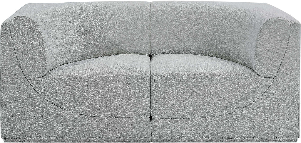 Ollie Boucle Fabric Two-Seater Sofa with Armrest