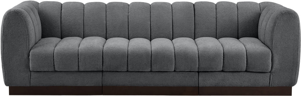 Quinn Chenille Fabric Three-Seater Sofa with Armrest