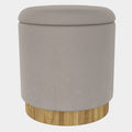 Alya Round Storage Ottoman in Warm Grey and Natural
