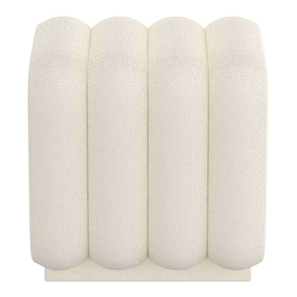 Rigel Small Square Ottoman in Ivory Boucle