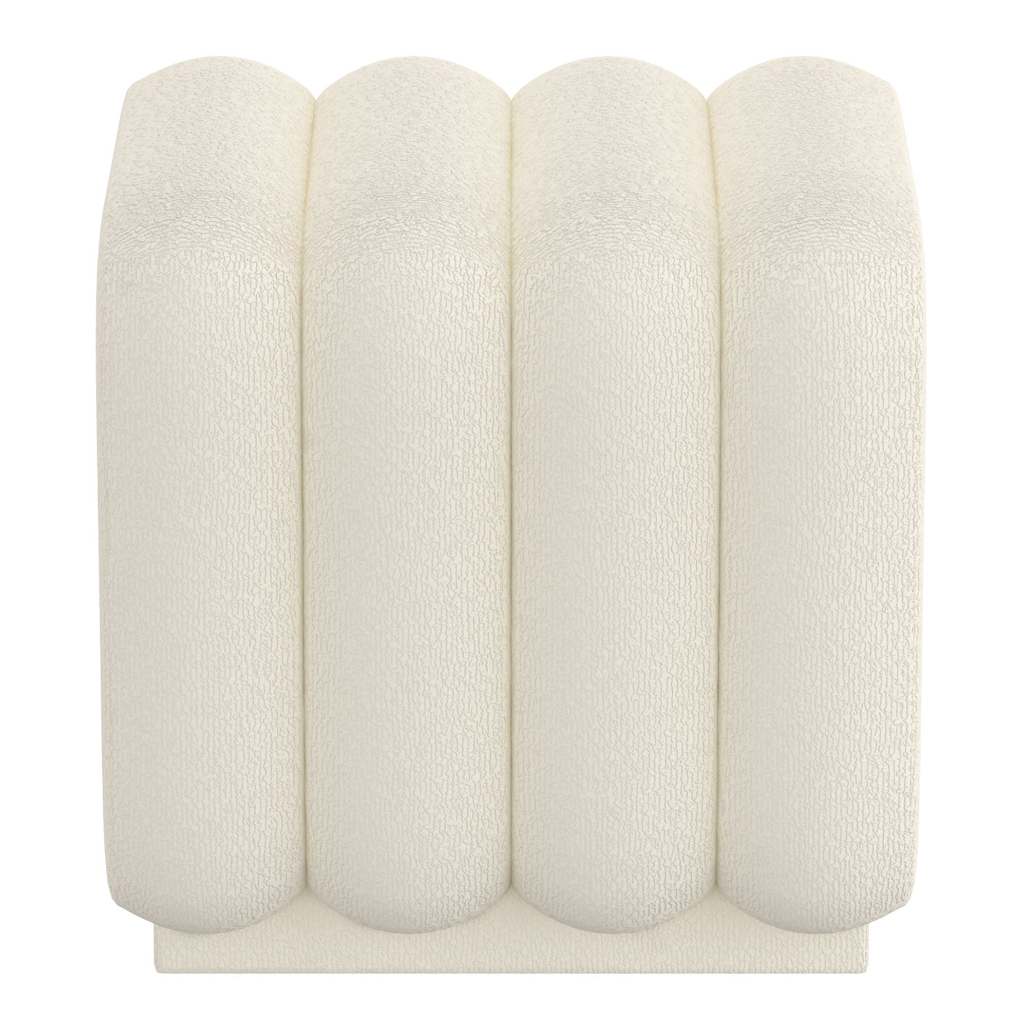 Rigel Small Square Ottoman in Ivory Boucle