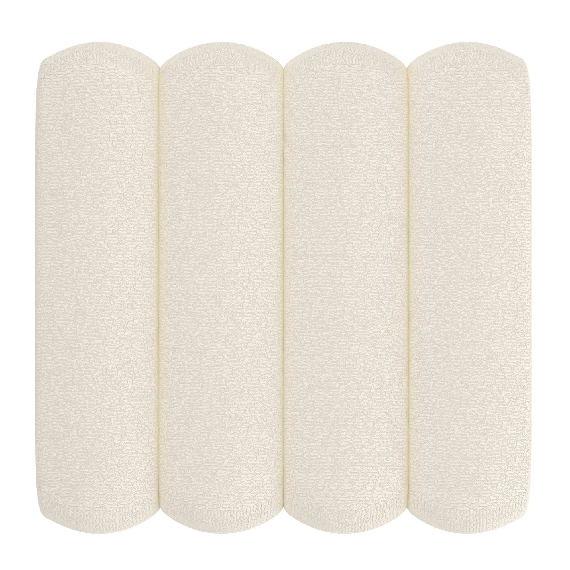 Rigel Small Square Ottoman in Ivory Boucle