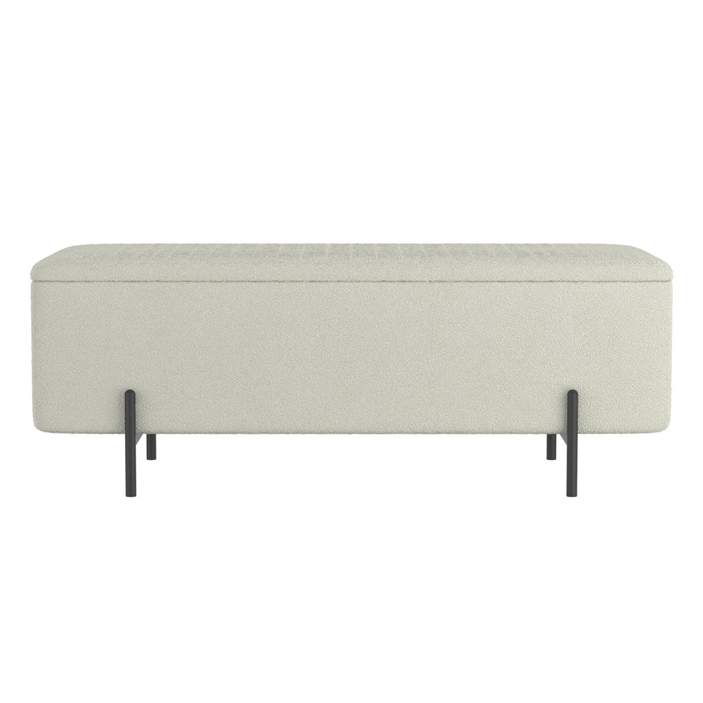Erzo Storage Ottoman Bench in White and Black