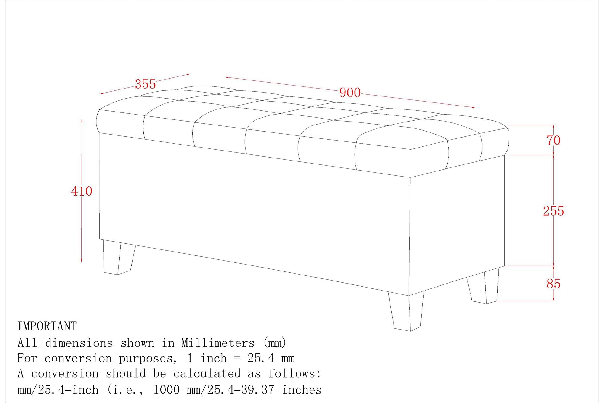 Winston Rectangular Storage Ottoman Bench in Grey