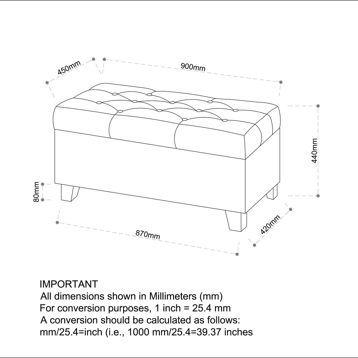 Harper Rectangular Storage Ottoman Bench in Beige