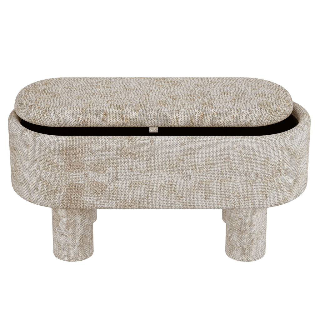 Sezron Storage Ottoman Bench in Beige