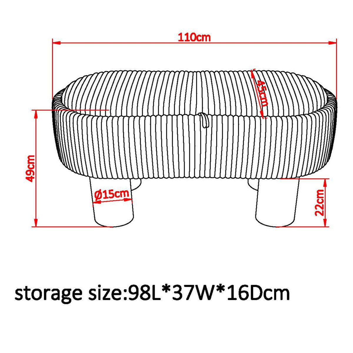 Sezron Storage Ottoman Bench in Warm Grey
