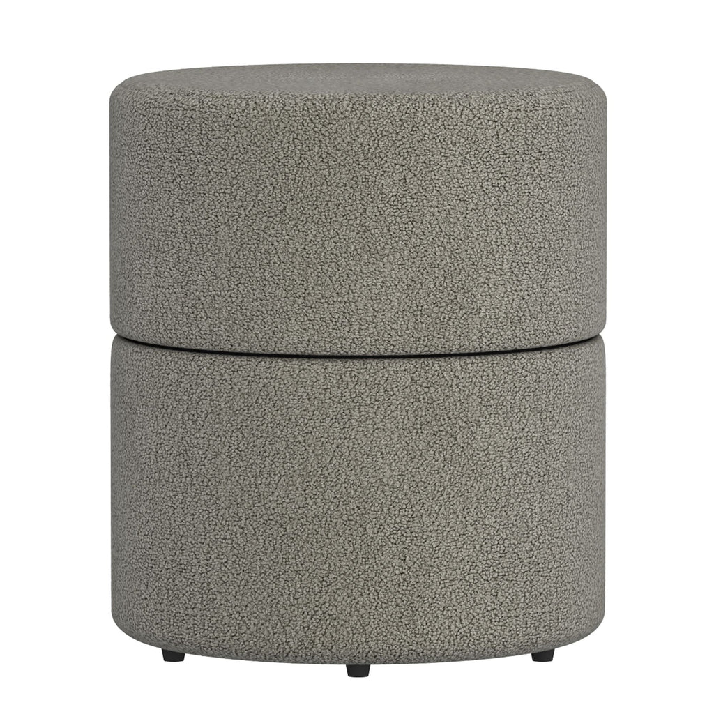 Novar Round Swivel Ottoman in Warm Grey Boucle