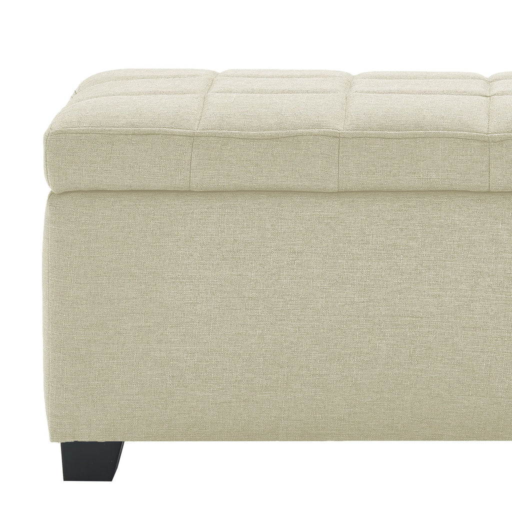 Lila Rectangular Storage Ottoman Bench in Beige