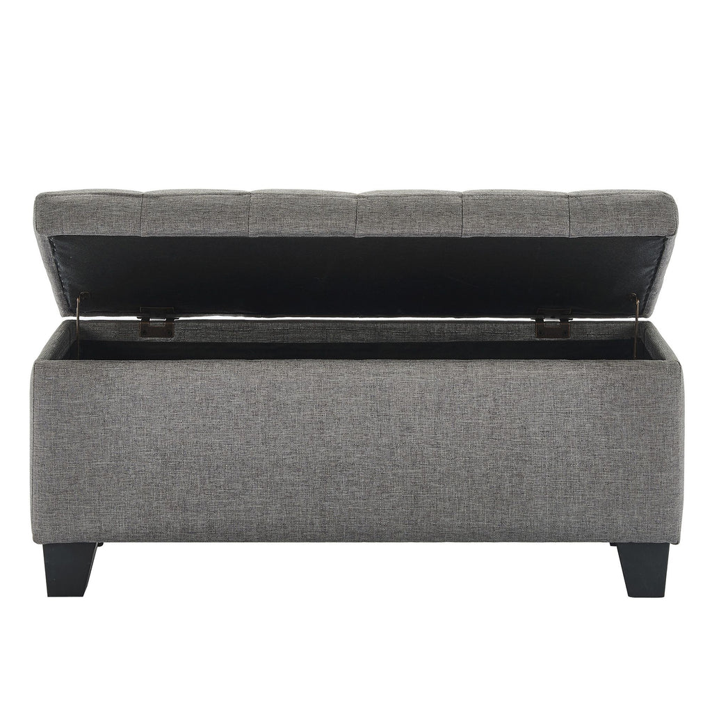 Lila Rectangular Storage Ottoman Bench in Grey
