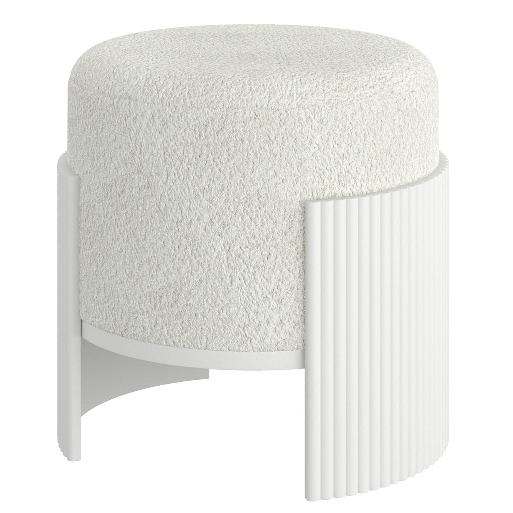 Kiraz Round Ottoman in Ivory & White