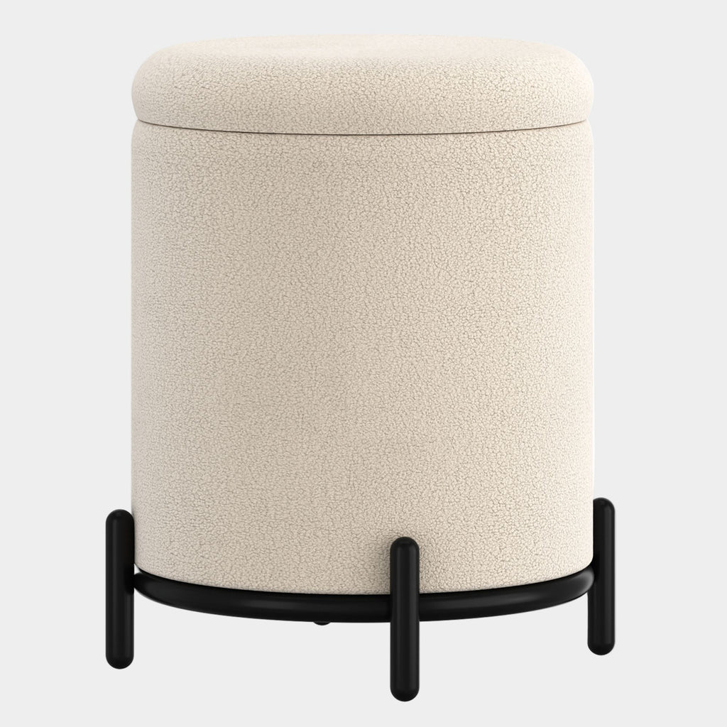 Castor Storage Ottoman in Cream Boucle