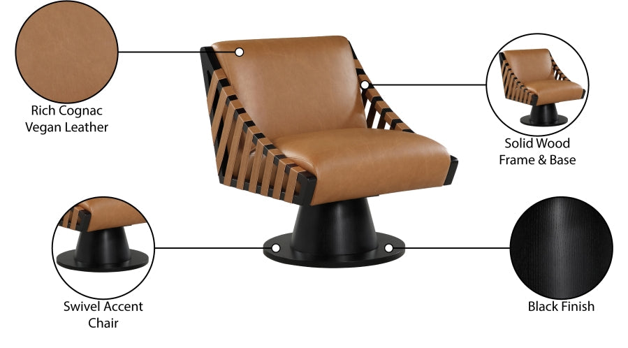 Millwin Vegan Leather Upholstered Swivel Accent Chair