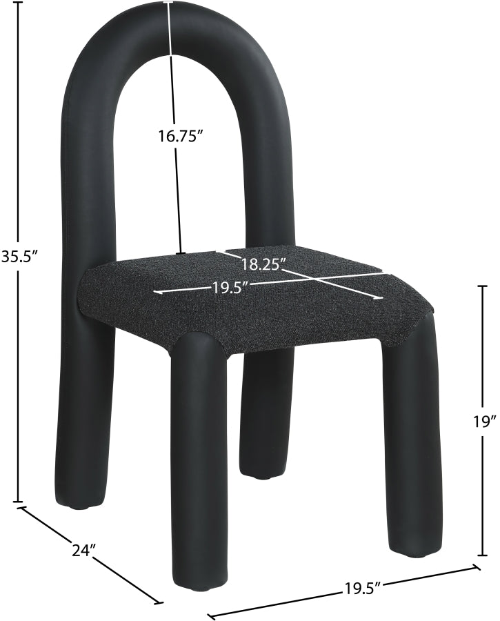 Amari Vegan Leather And Boucle Fabric Upholstered Dining Chair