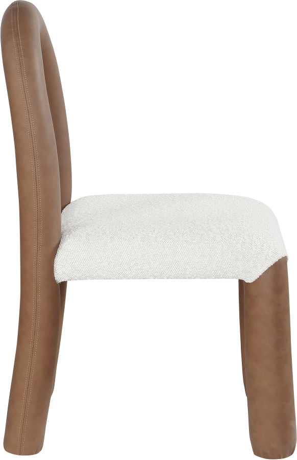 Amari Vegan Leather And Boucle Fabric Upholstered Dining Chair