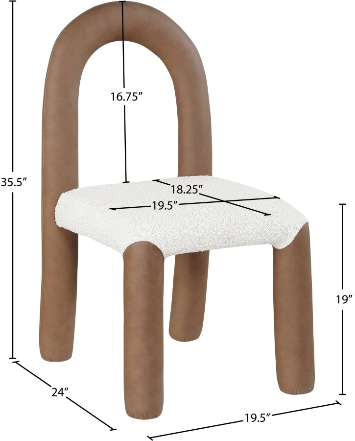 Amari Vegan Leather And Boucle Fabric Upholstered Dining Chair