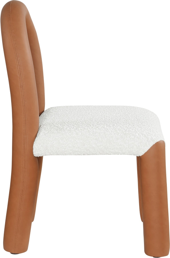 Amari Vegan Leather And Boucle Fabric Upholstered Dining Chair