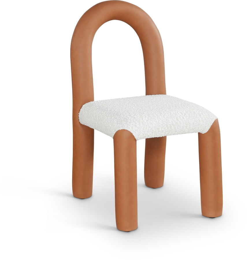 Amari Vegan Leather And Boucle Fabric Upholstered Dining Chair