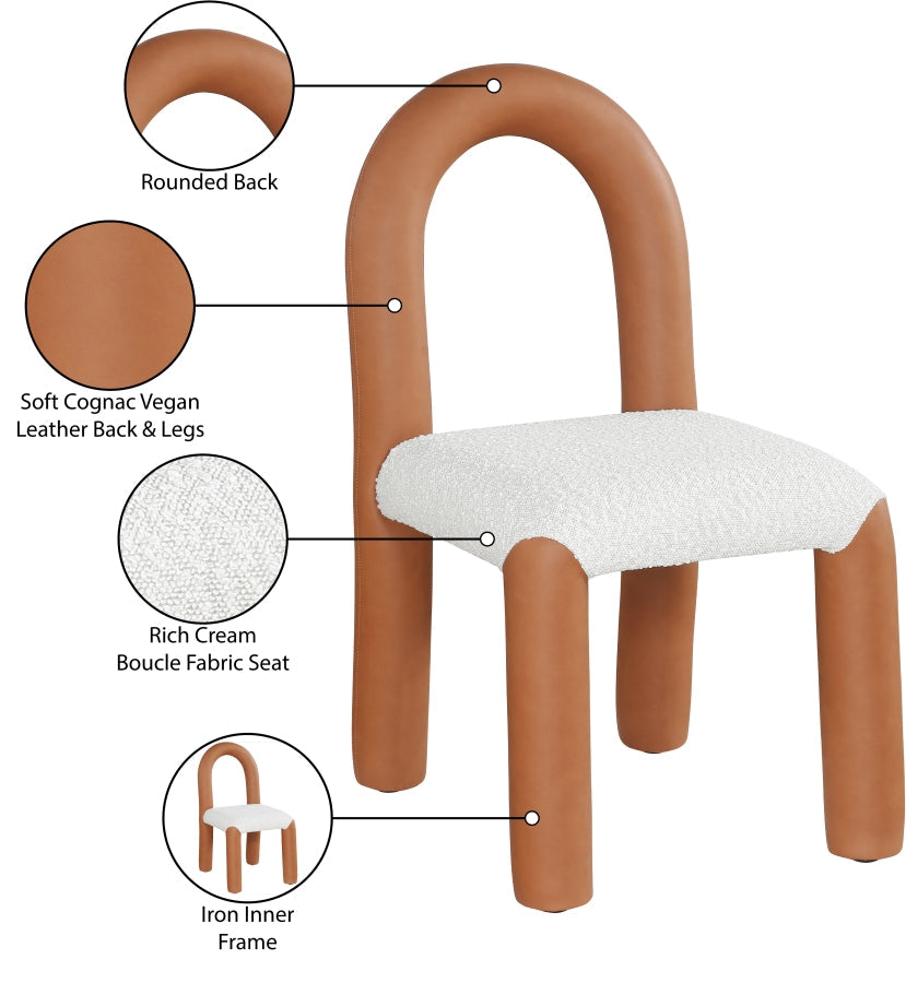Amari Vegan Leather And Boucle Fabric Upholstered Dining Chair