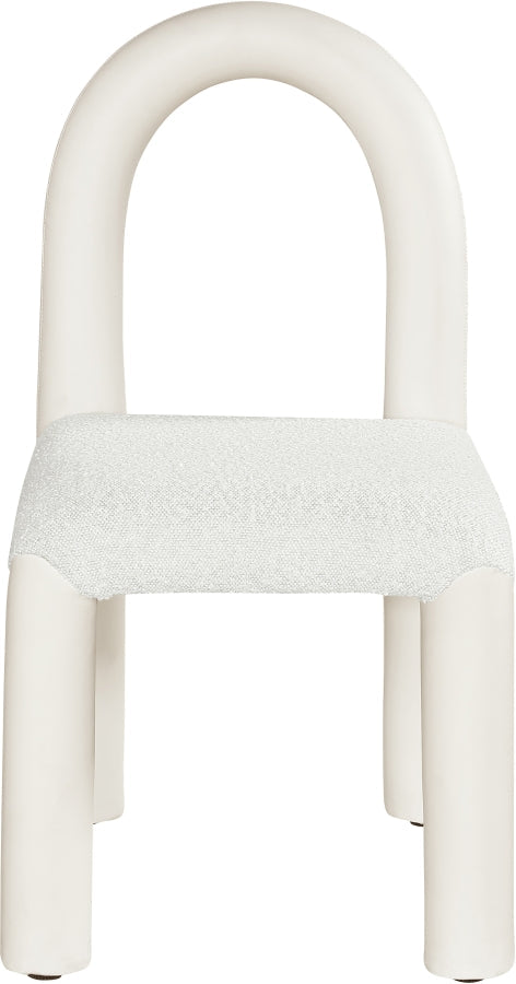 Amari Vegan Leather And Boucle Fabric Upholstered Dining Chair