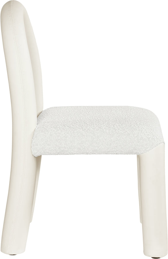 Amari Vegan Leather And Boucle Fabric Upholstered Dining Chair