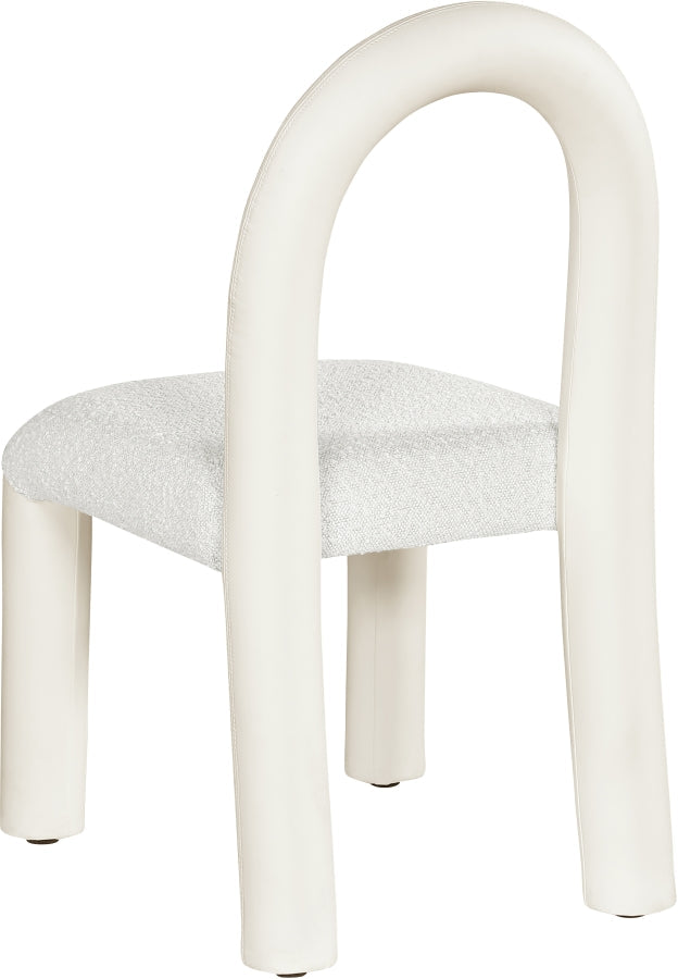 Amari Vegan Leather And Boucle Fabric Upholstered Dining Chair
