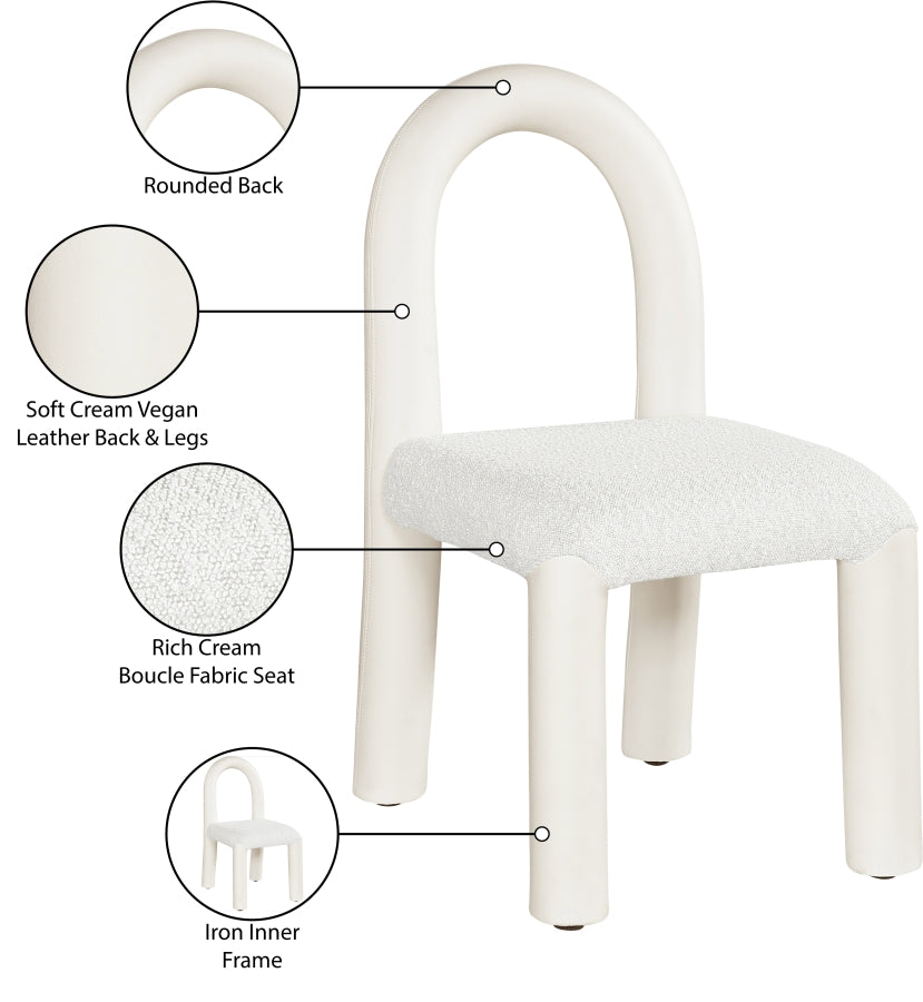 Amari Vegan Leather And Boucle Fabric Upholstered Dining Chair