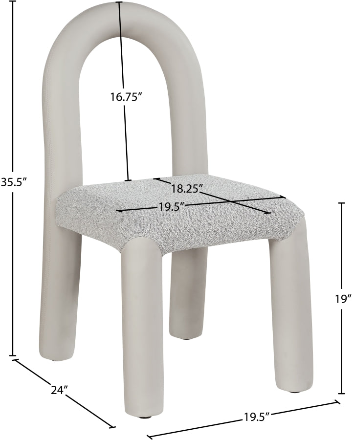 Amari Vegan Leather And Boucle Fabric Upholstered Dining Chair