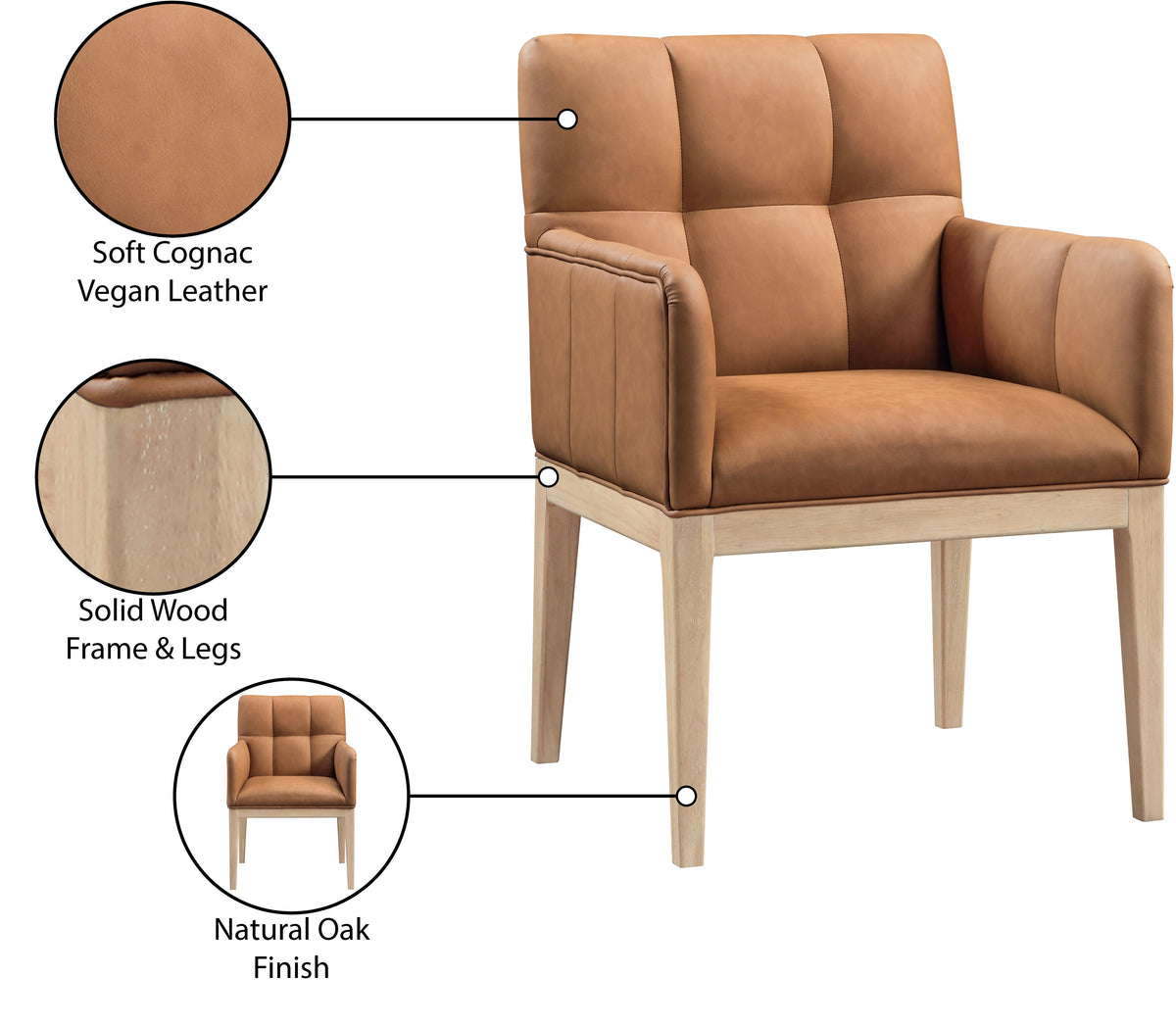Adrian Vegan Leather Upholstered Dining Arm Chair