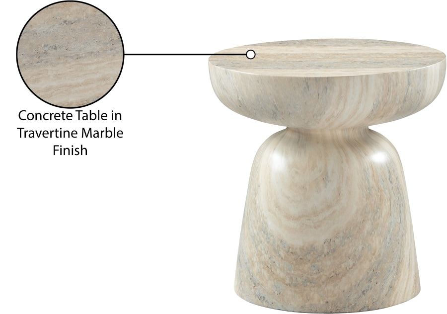 Avellino Travertine Finish Indoor / Outdoor Concrete End Table
