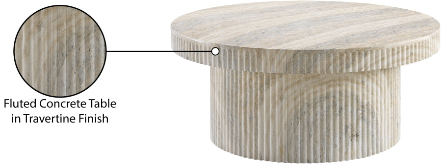 Legatto Travertine Finish Indoor/Outdoor Concrete Coffee Table