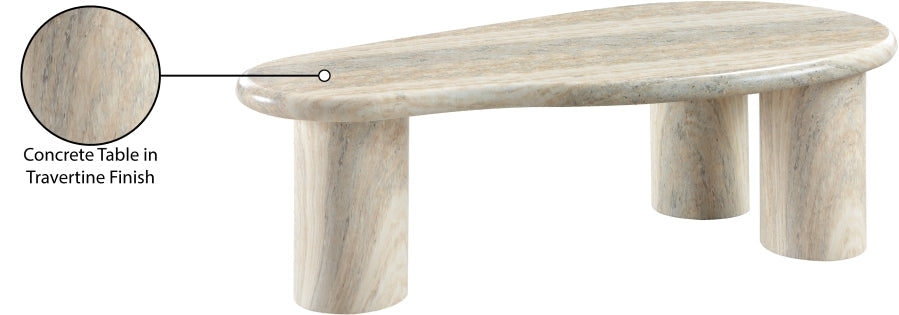Sassari Travertine Finish Indoor / Outdoor Concrete Coffee Table