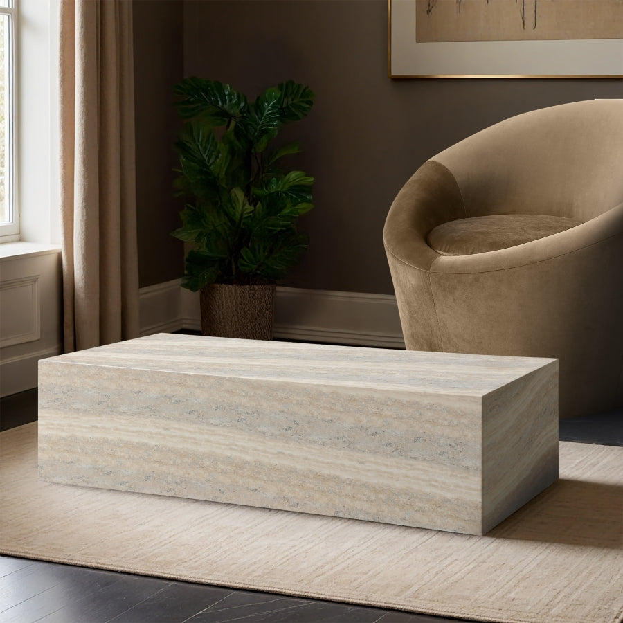 Piazza Travertine Finish Indoor/Outdoor Concrete Coffee Table