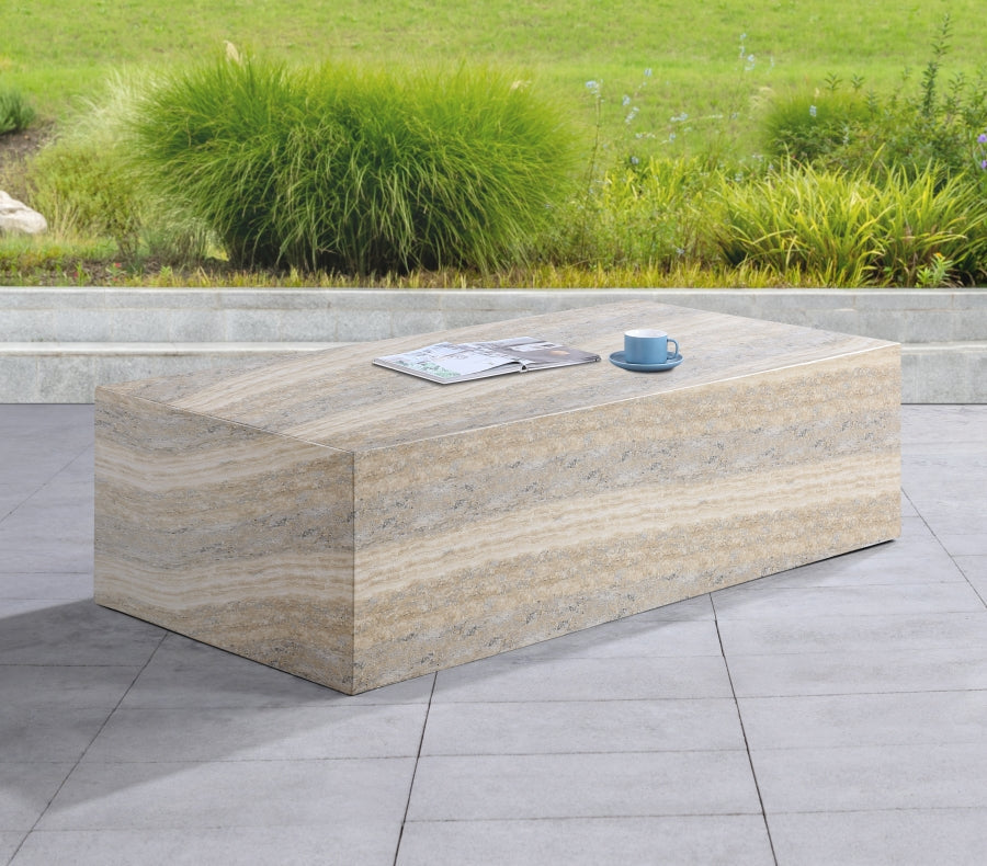 Piazza Travertine Finish Indoor/Outdoor Concrete Coffee Table