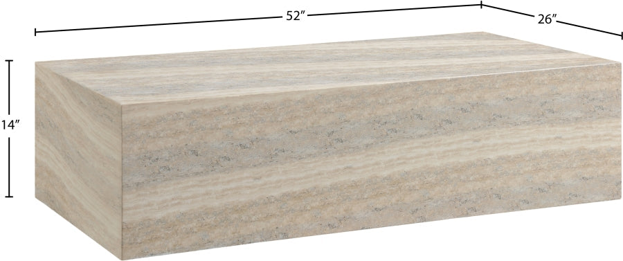 Piazza Travertine Finish Indoor/Outdoor Concrete Coffee Table