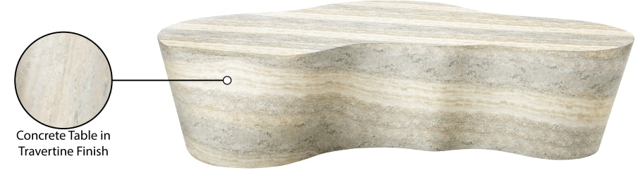 Monza Travertine Finish Indoor/Outdoor Concrete Coffee Table