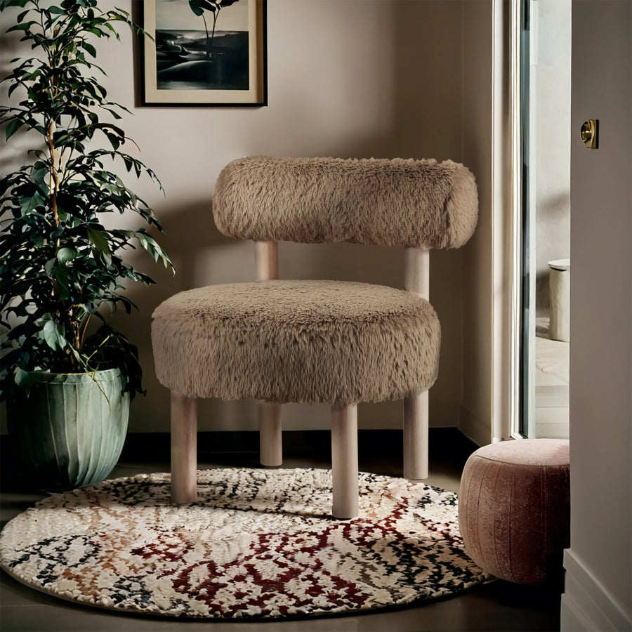 Ambre Vegan Shearling Fabric Upholstered Accent Chair