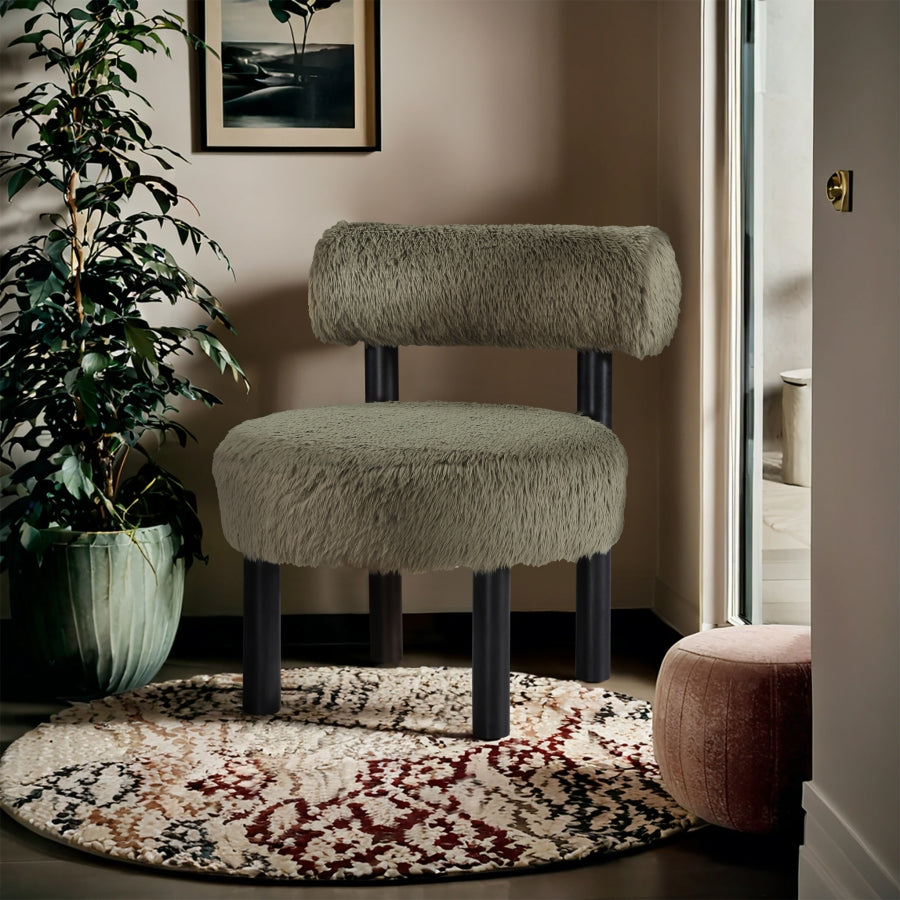Ambre Vegan Shearling Fabric Upholstered Accent Chair