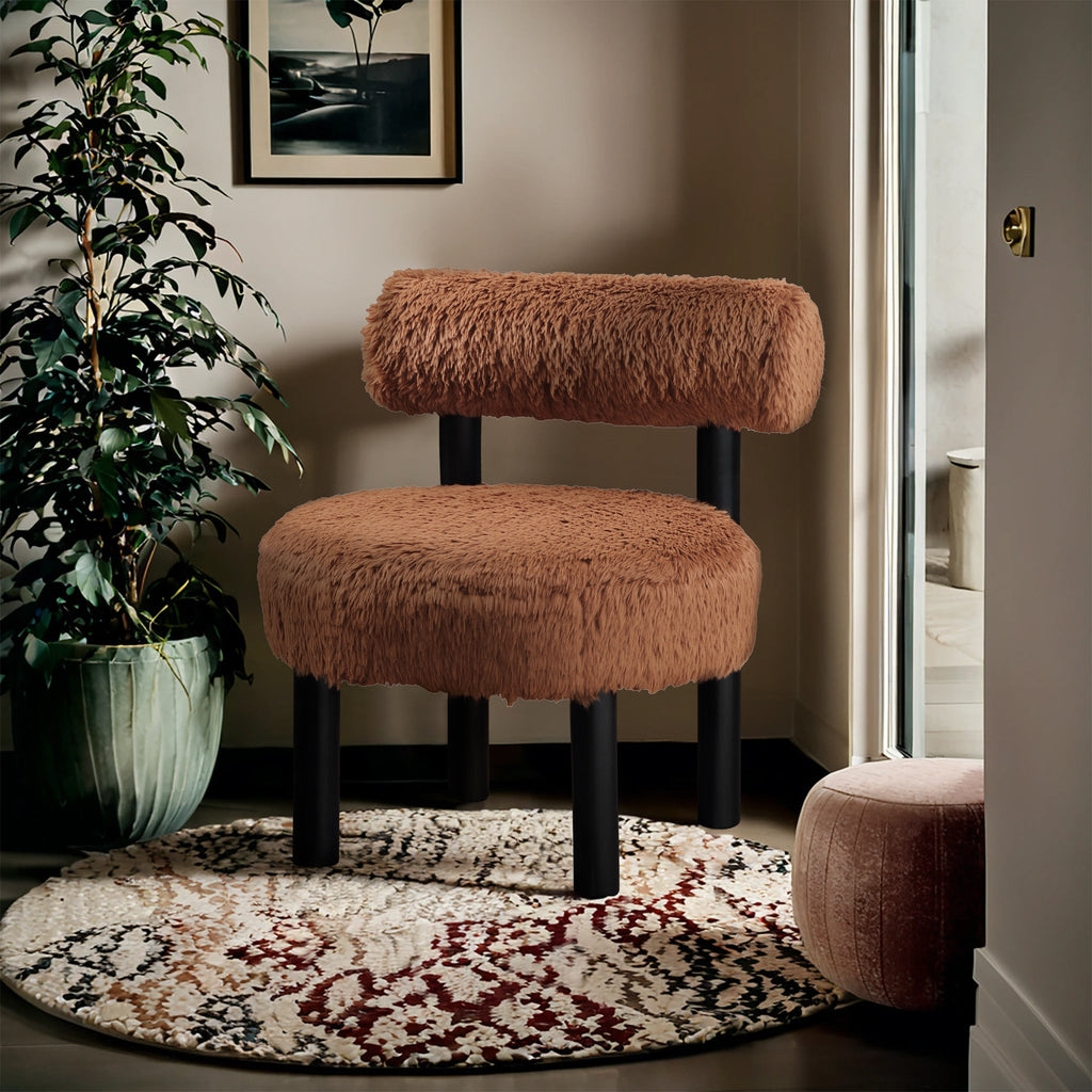 Ambre Vegan Shearling Fabric Upholstered Accent Chair