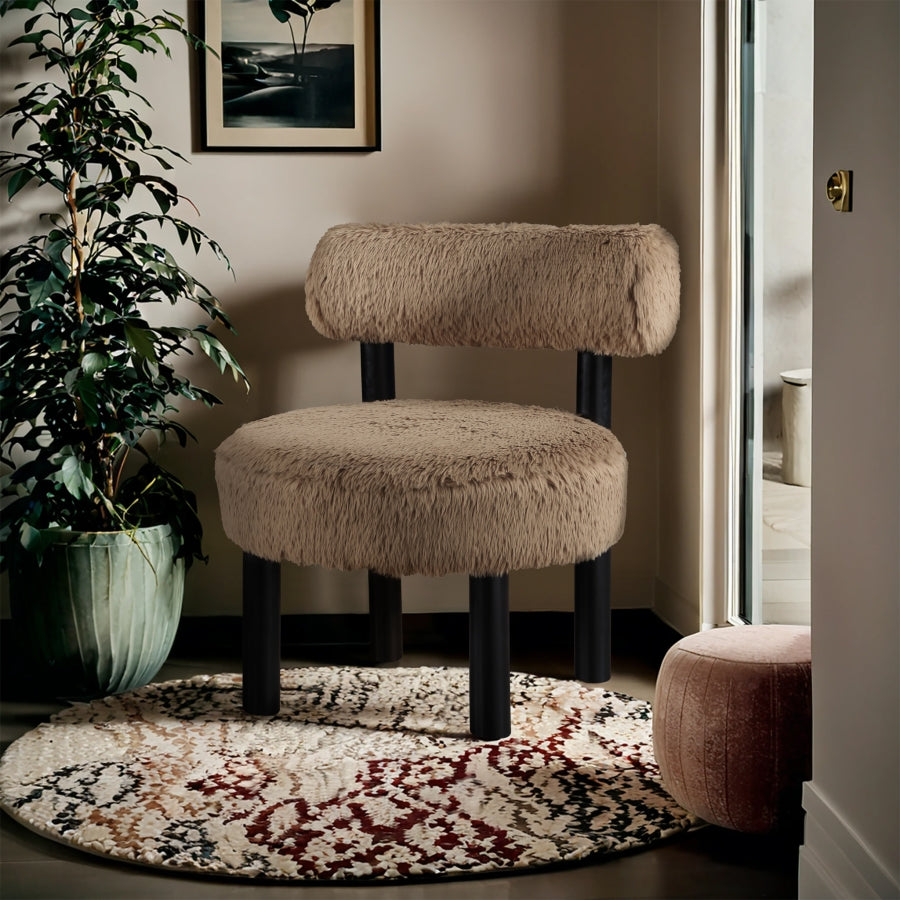 Ambre Vegan Shearling Fabric Upholstered Accent Chair