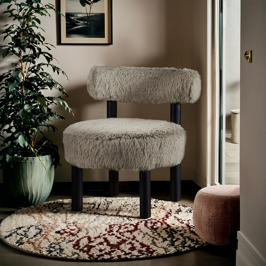 Ambre Vegan Shearling Fabric Upholstered Accent Chair