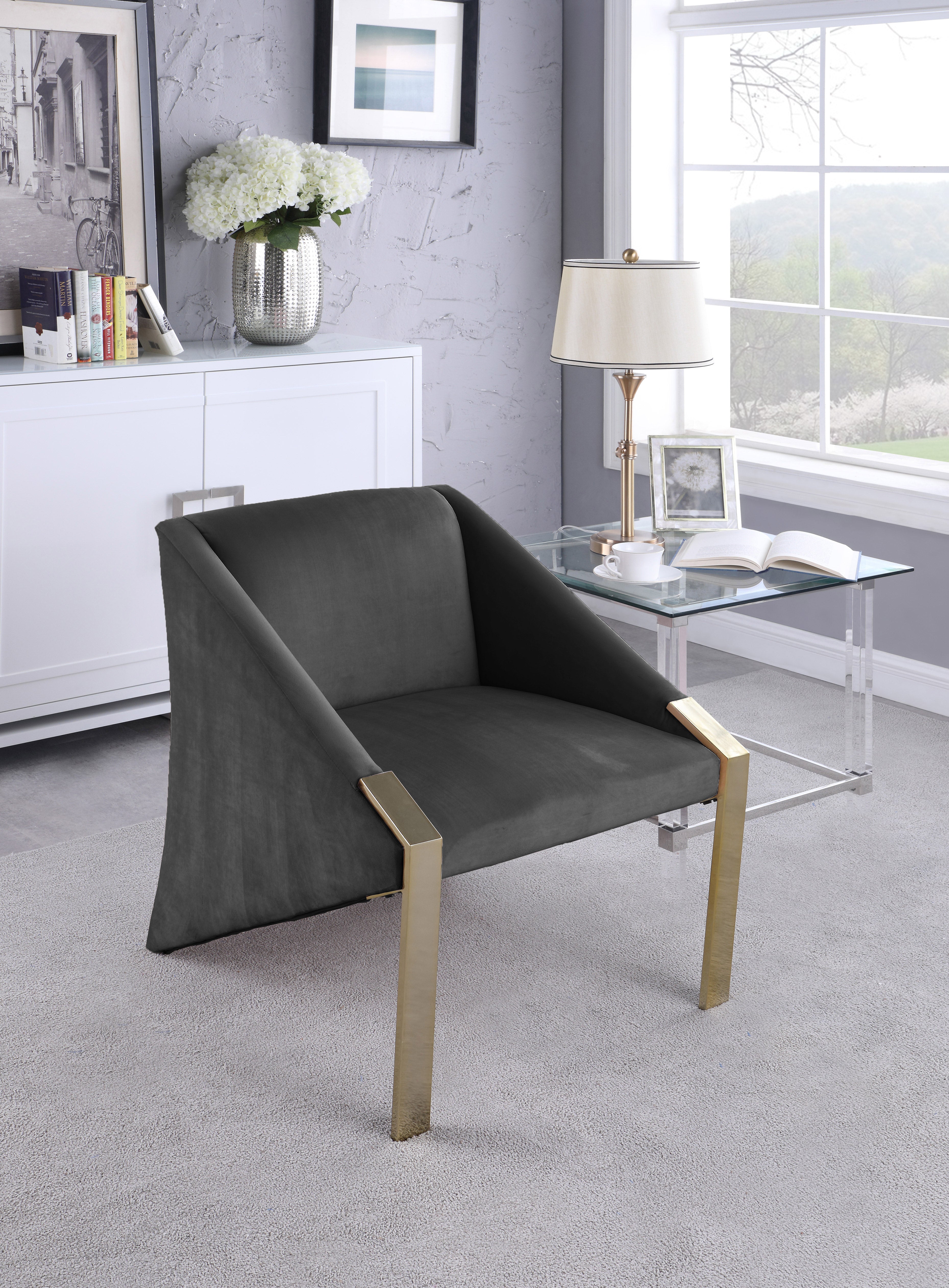 Rivet Velvet Upholstered Accent Chair
