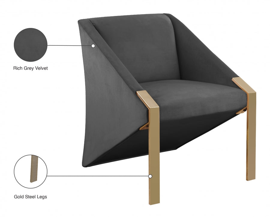 Rivet Velvet Upholstered Accent Chair